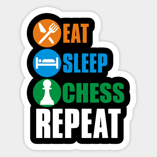 Eat Sleep Chess Repeat Funny Sticker by Lin Watchorn 